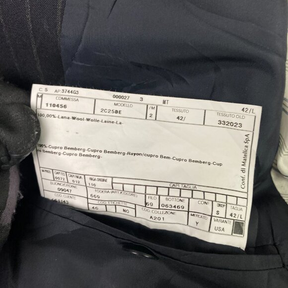 Armani Collezioni Suit Navy Blue Pinstripe Men's Suit Coat 44L Pants 36 Wool - Picture 5 of 16